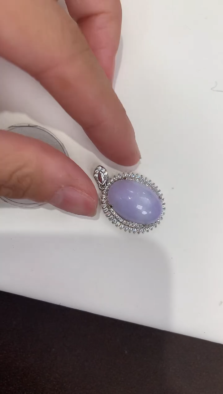 颈饰银S925镶嵌翡翠天然缅甸a货翡翠