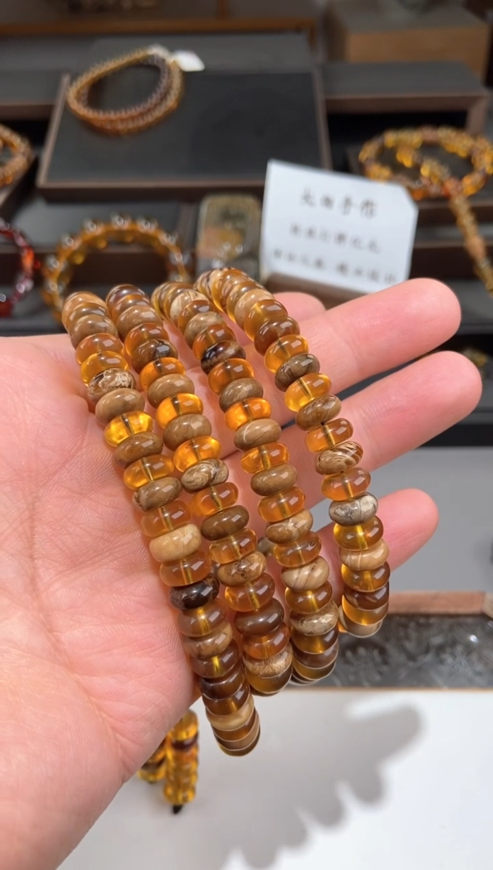 【闪购商品】琥珀手链未镶嵌多宝算盘珠长链
