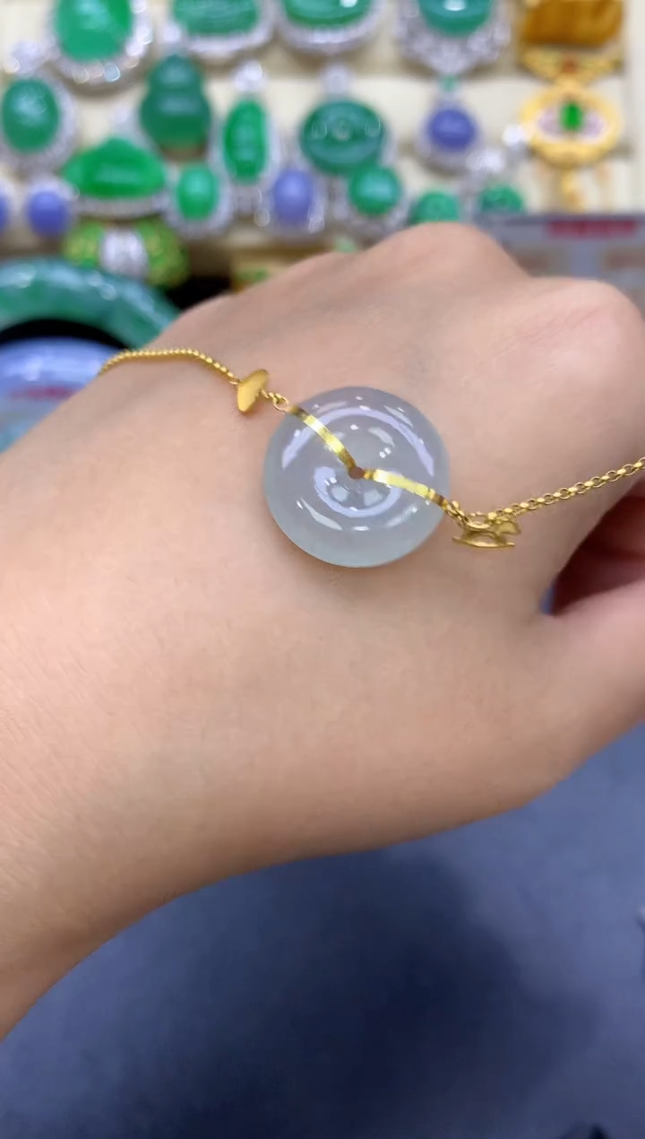 18K金镶嵌手链翡翠214-中国好珍宝