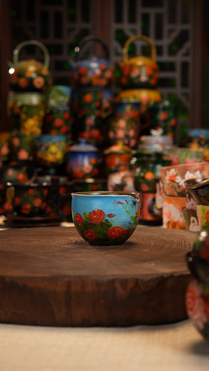 油画  手绘釉下彩