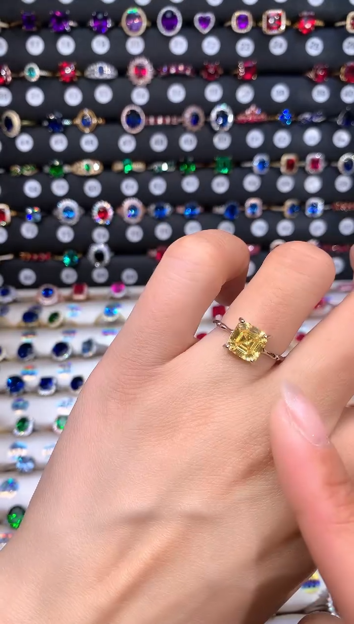 【闪购商品】黄晶戒指银S925镶嵌黄水晶8白