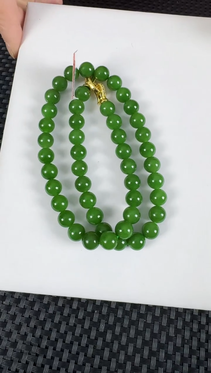 【闪购商品】和田玉（碧玉）项链未镶嵌约10MM粉绿