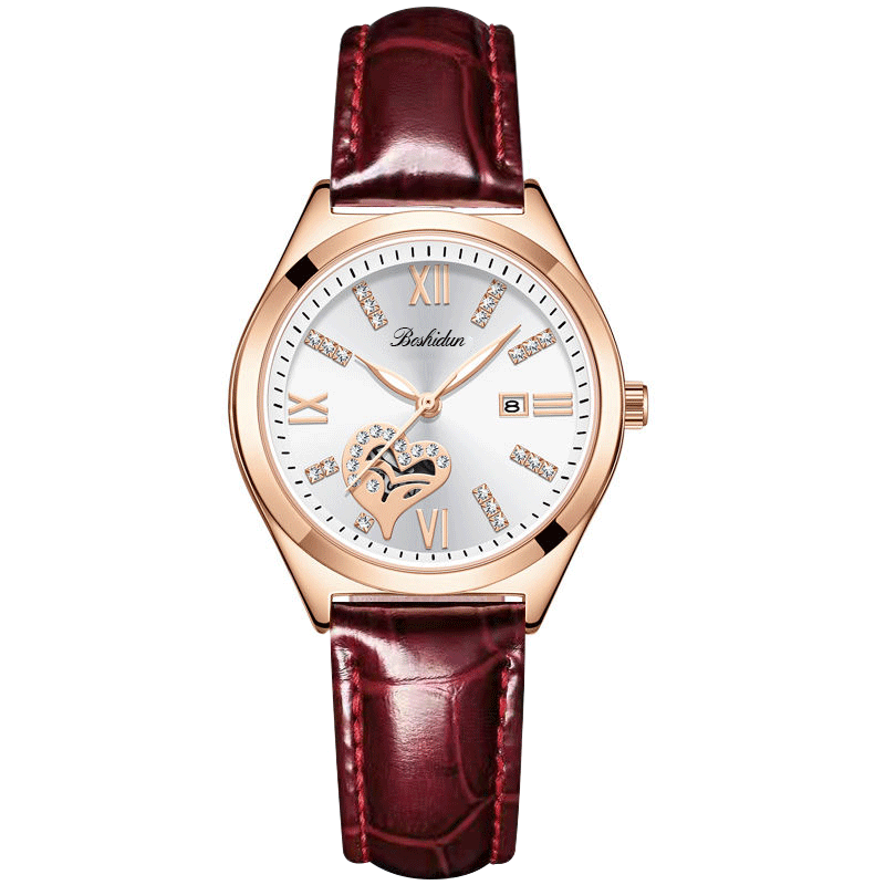 时髦简约休闲款爱心简约石英女士手表8177皮带专属