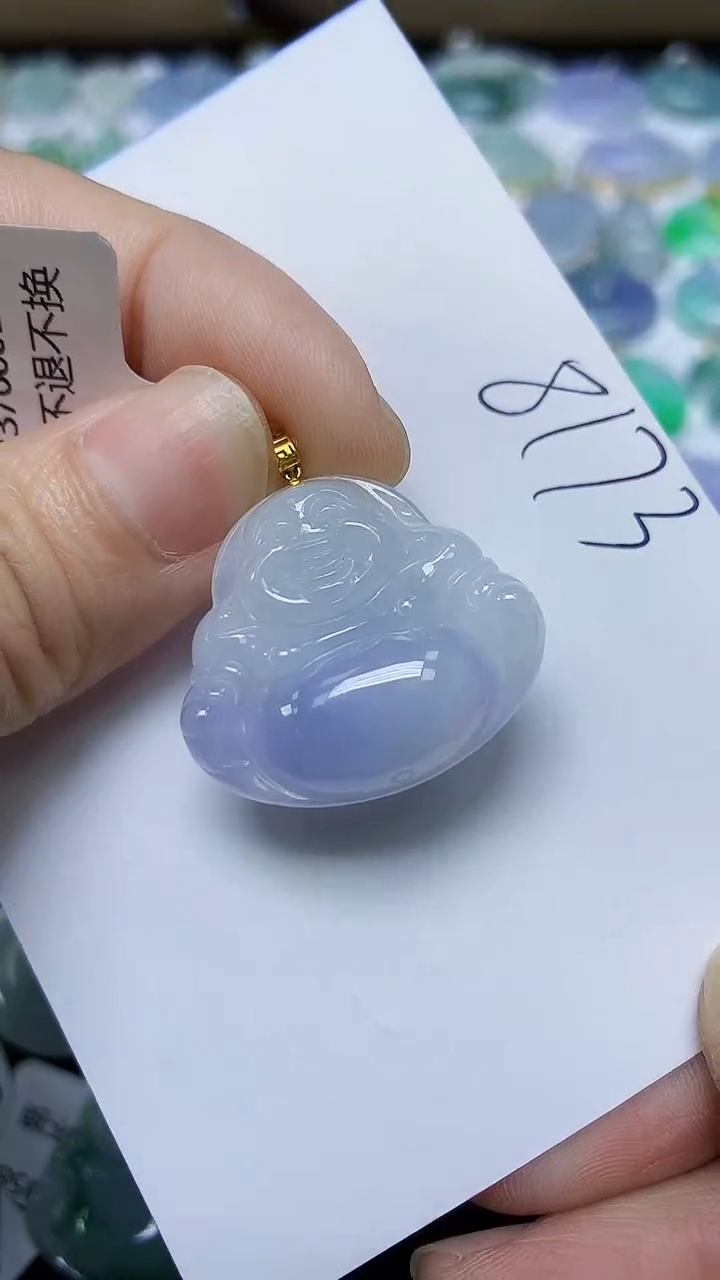 翡翠18K金镶嵌颈饰天然自然緬甸A貨翡翠