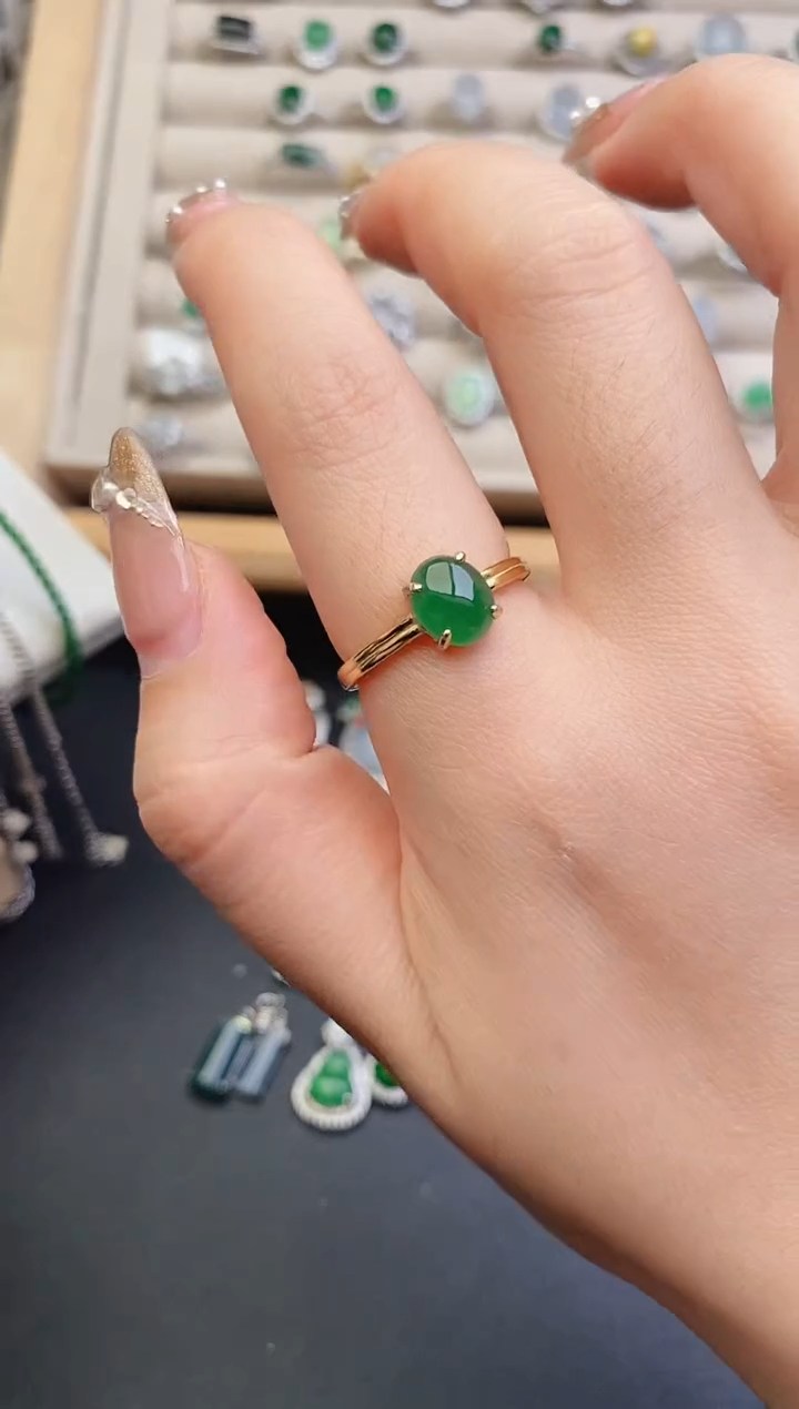 银S925镶嵌戒指翡翠0