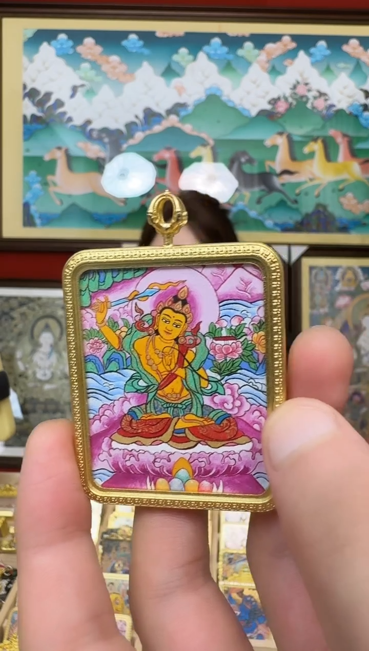 吊坠文老师-热贡纯手绘唐卡吊坠