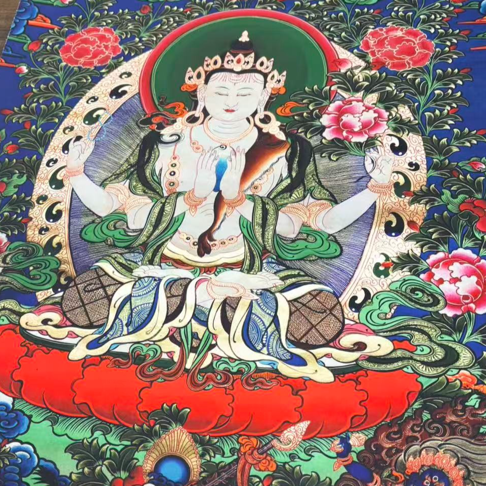 高端精品黄财神绘画类唐卡精美艺术品TK 16054