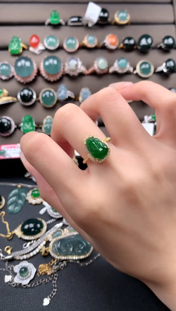 【闪购商品】翡翠戒指银S925镶嵌43432423