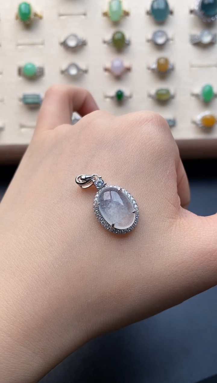 银S925镶嵌戒指翡翠我**夷一物一证一礼盒