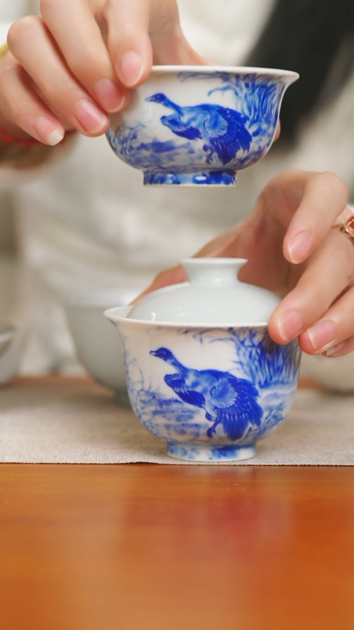 【闪购商品】景德镇正春堂青花春鸭一套