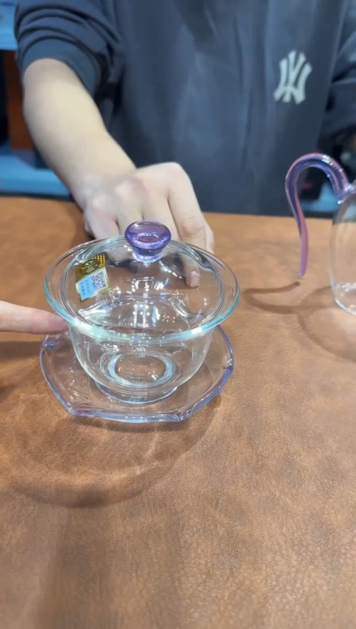 小*禾器禅语盖碗浅紫色