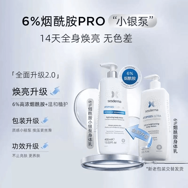 西班牙 SESDERMA 赛斯黛玛身体乳6%烟酰胺升级小银泵焕亮保湿补水