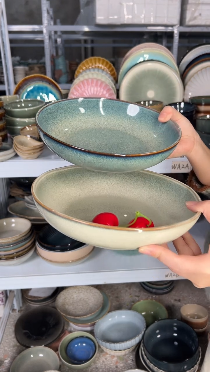 陶瓷外贸尾货瑕疵满20包邮X2深盘组合