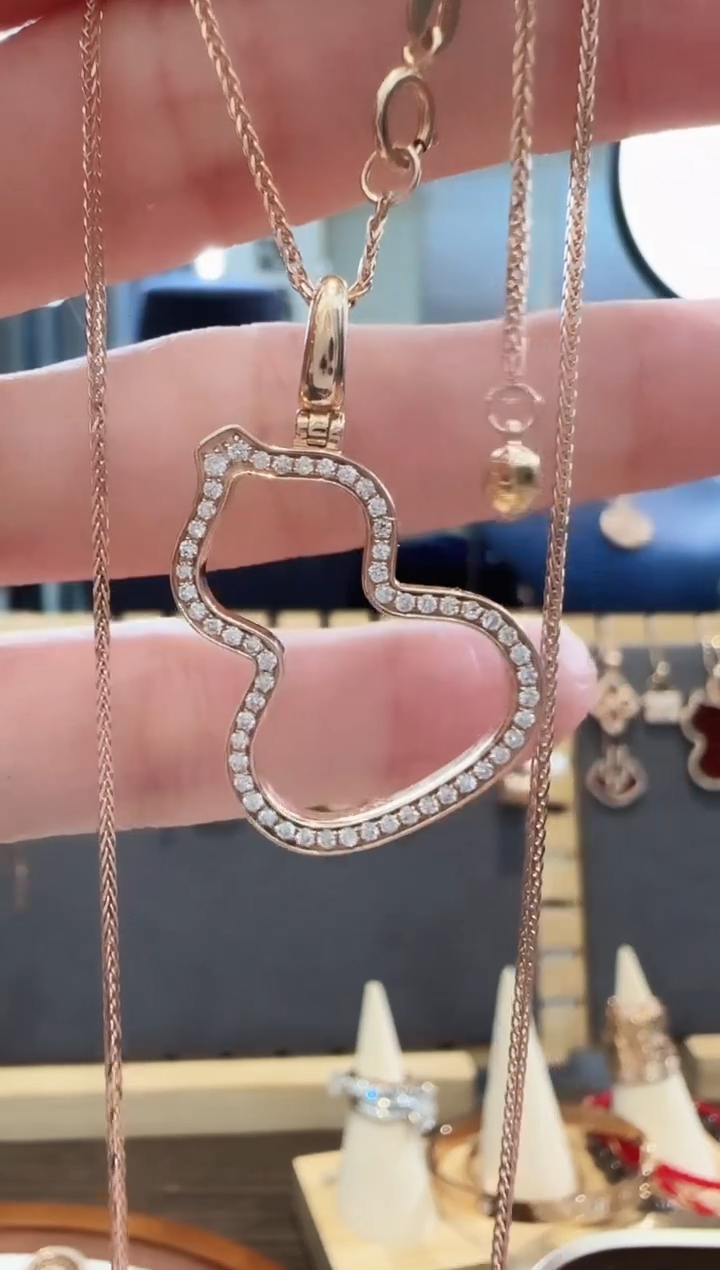 18K金镶嵌吊坠(不含链)天然钻石18K金钻石葫芦吊坠不含链