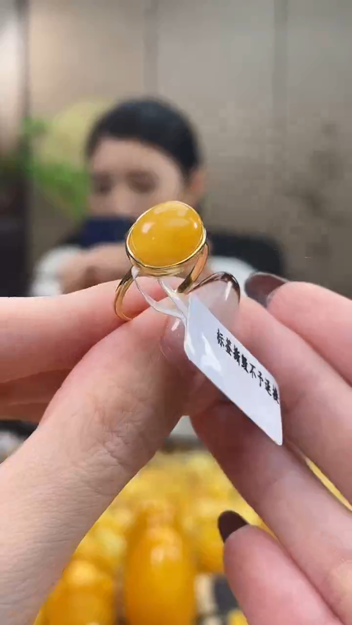 裸石琥珀银S925镶嵌j103