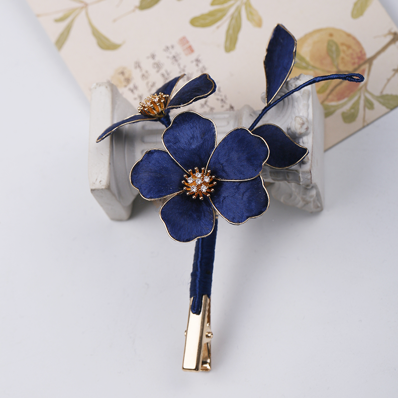 如梦笙嫣 3295(倩倩专属)非遗绒花发饰边夹 默认发夹