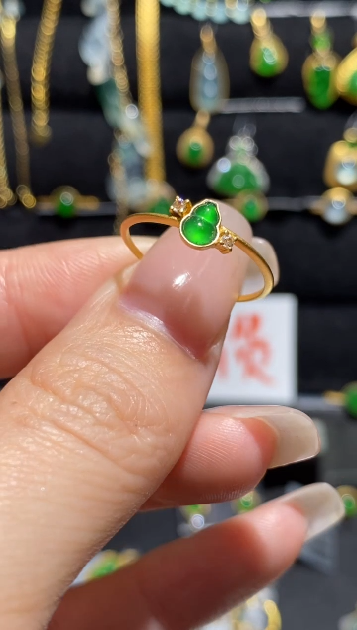 【闪购商品】翡翠戒指18K金镶嵌戒指