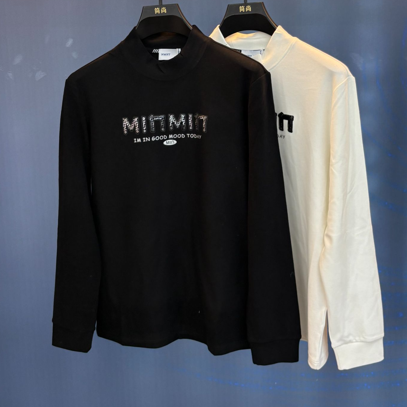 加绒针织冬新款个性字母胶条时尚潮牌青年圆领长袖加厚宽松打底衫