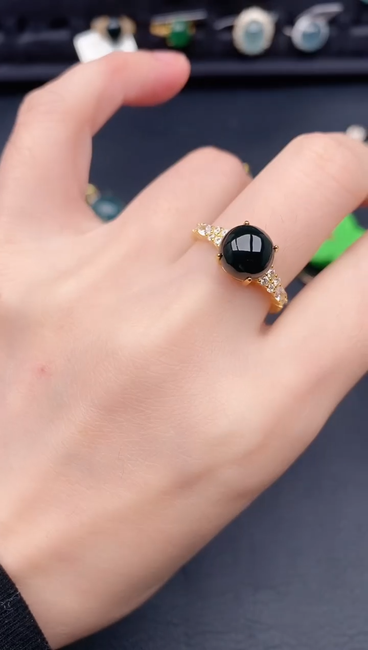 银S925镶嵌戒指翡翠天然a货翡翠428