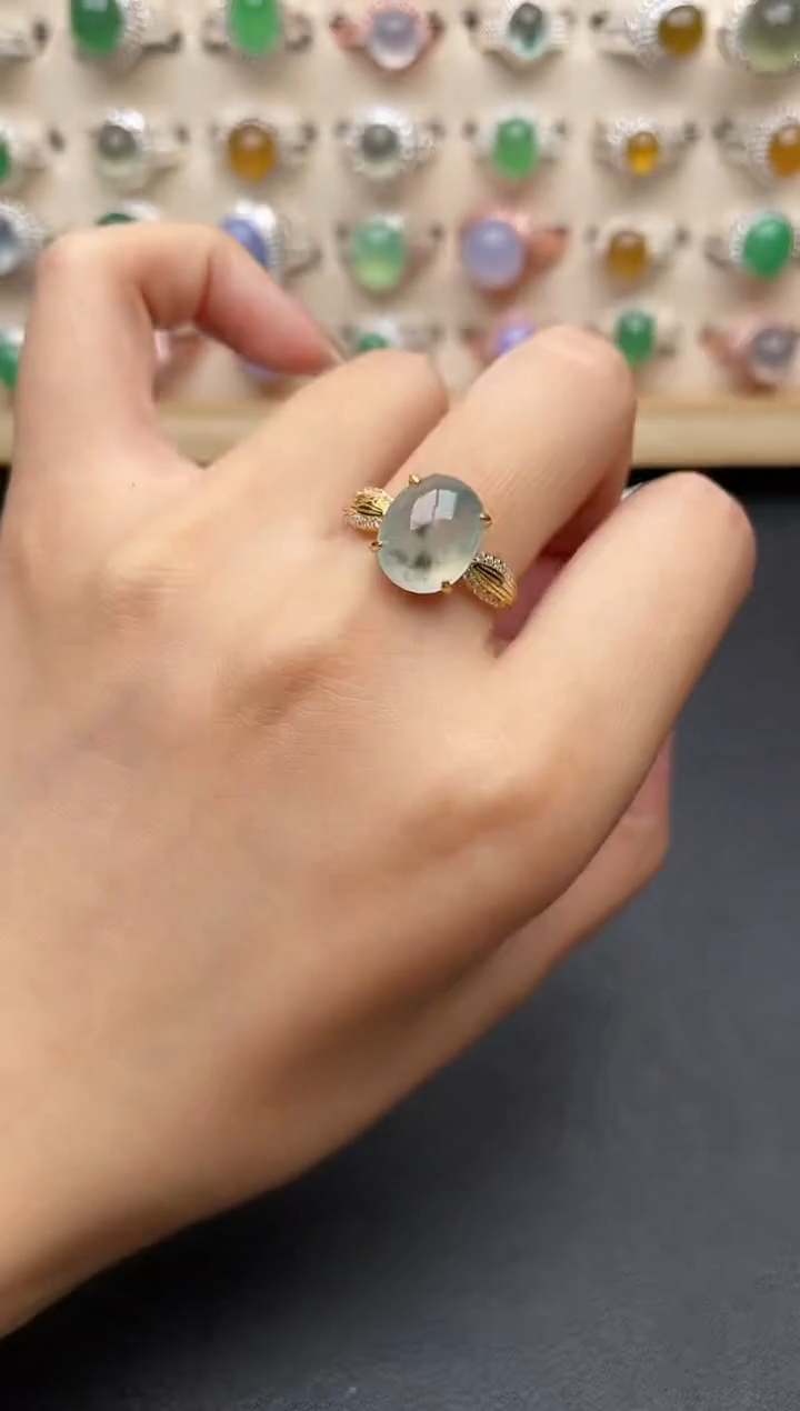 【闪购商品】翡翠银S925镶嵌戒指一物一证一礼盒