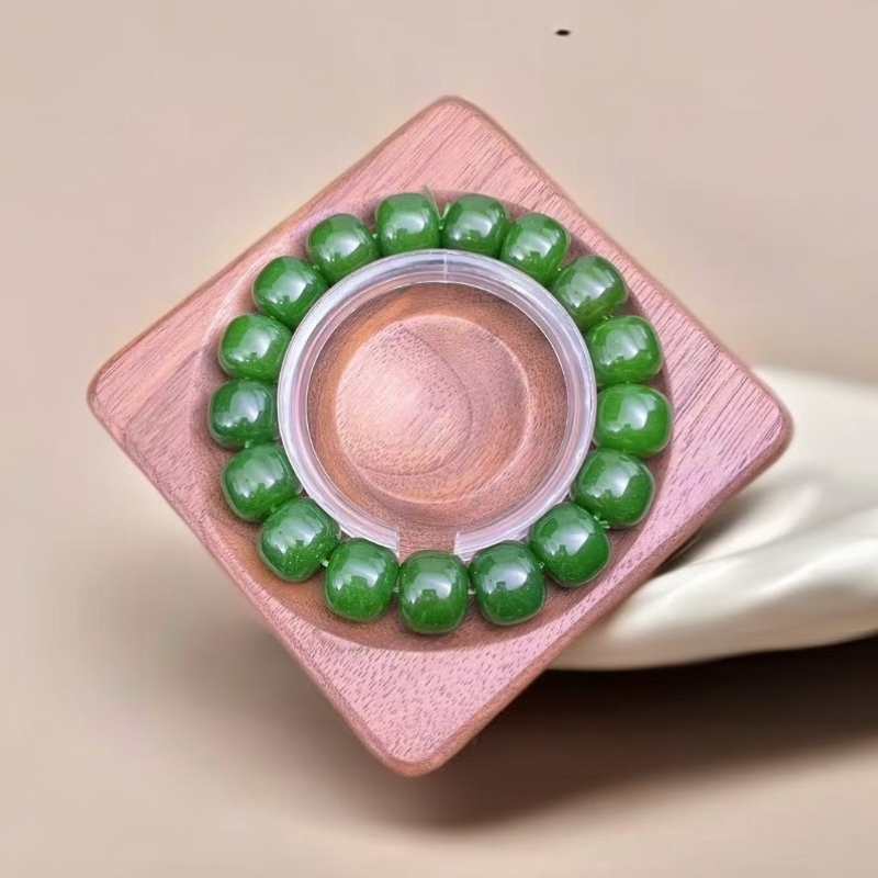 【佳玺精选】143 天然玉石 菜绿老型14mm