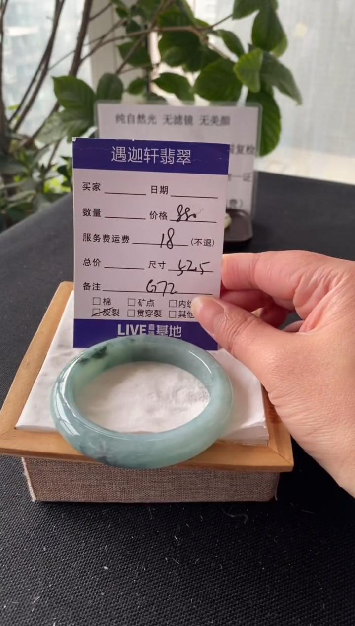 【闪购商品】翡翠手镯未镶嵌53圈口 G72编码