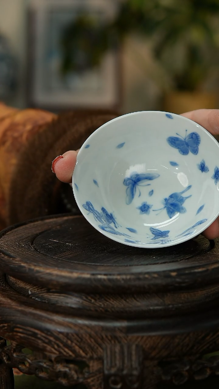 【闪购商品】208国企好瓷推荐官蝴蝶斗笠杯