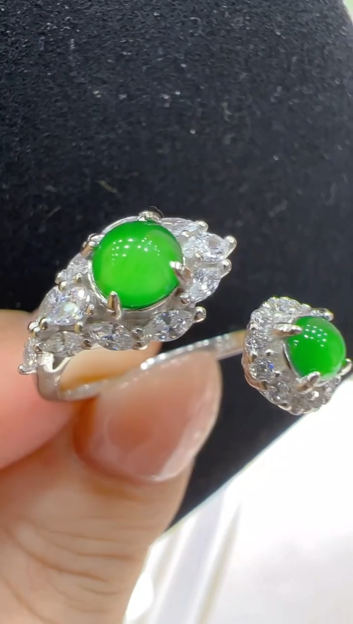 银S925镶嵌戒指翡翠多样性团购发一件
