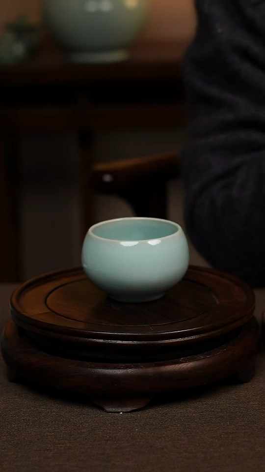 瓷片天青色禅定杯100ml微瑕不带礼盒