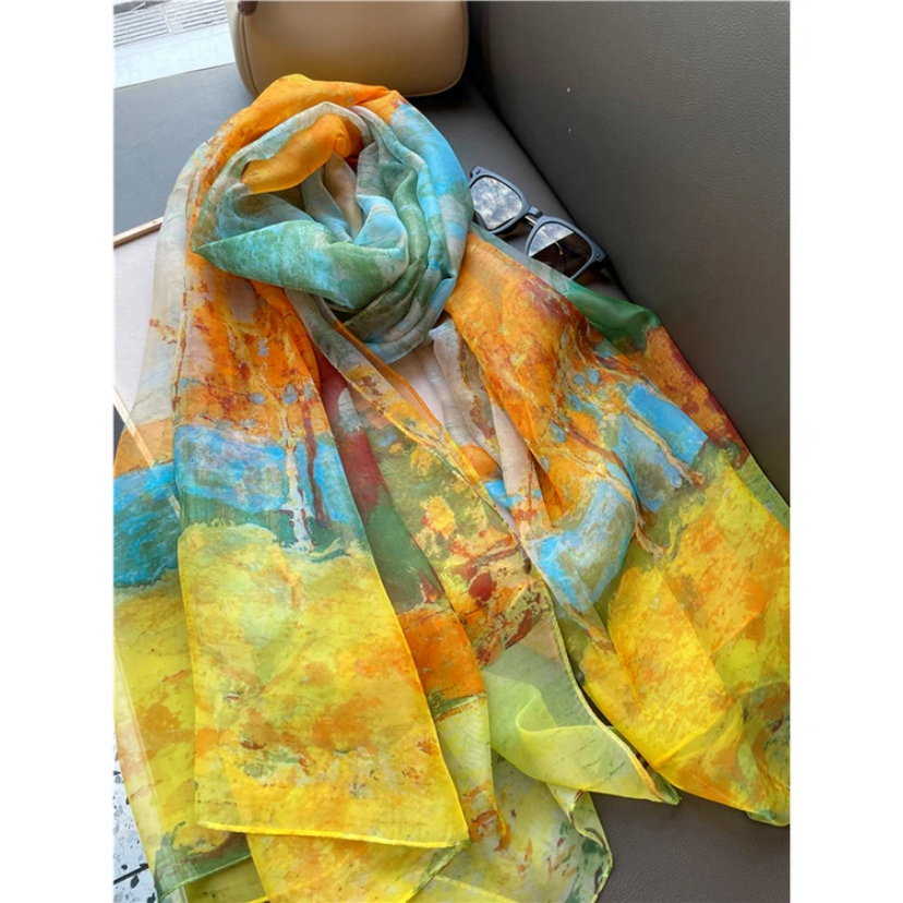 H010 白桦林 云朵纱丝巾 120*180 丝巾 披肩 围巾百搭夏季时尚