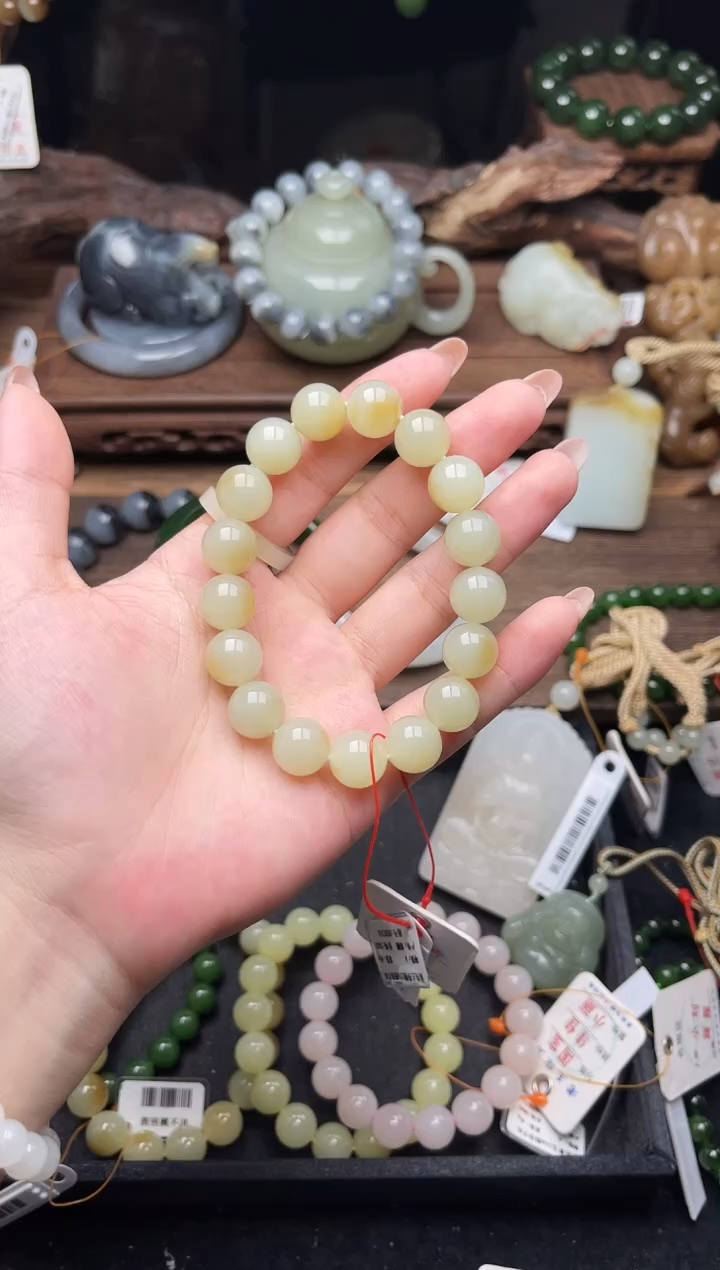 未镶嵌手串和田玉卡12且末迪克兰带糖 圆珠8001314