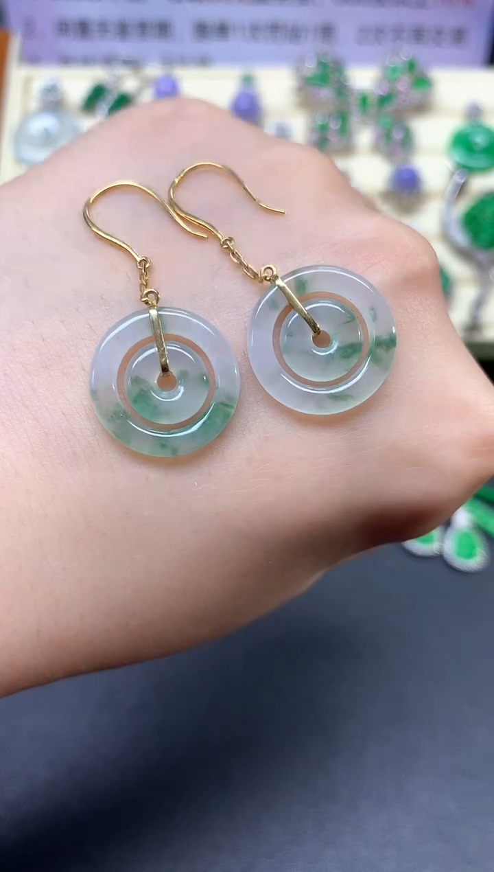 【闪购商品】翡翠耳饰18K金镶嵌耳饰|1450+145