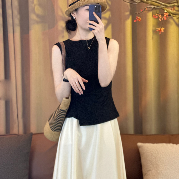 MOLANOOTD“江畔”25日本进口三醋酸短袖女修身显瘦T恤ML-B2505162
