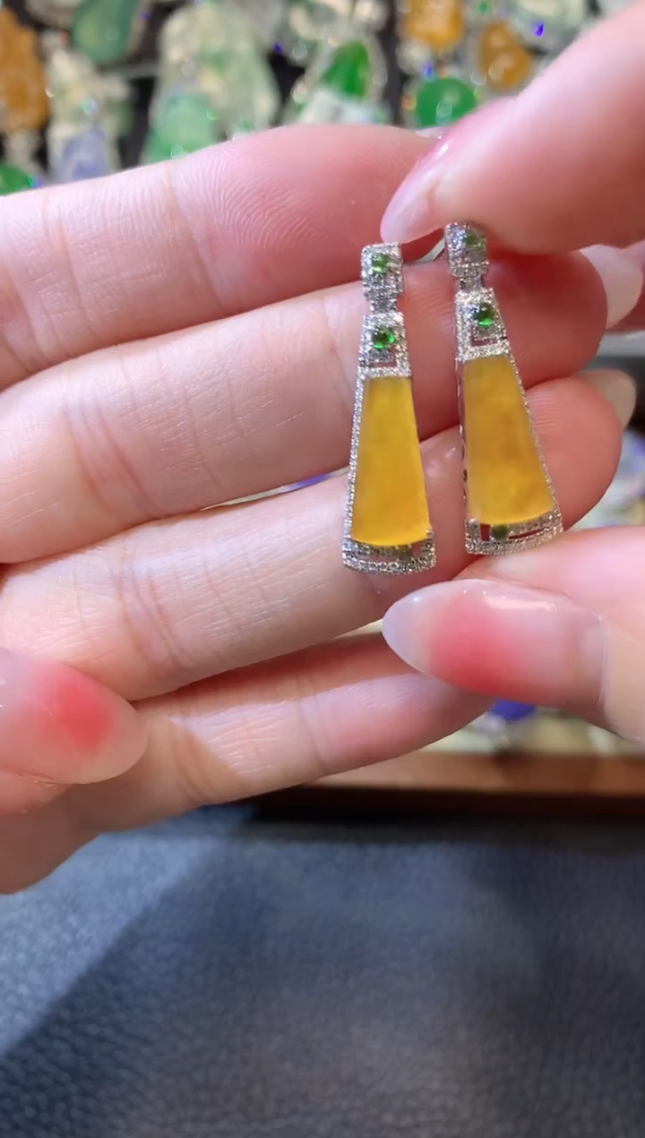 【闪购商品】翡翠耳饰18K金镶嵌D62 翡翠