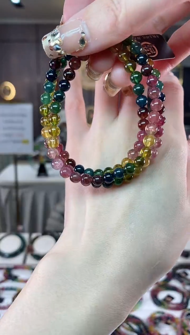 【闪购商品】碧玺三圈手串5mm+未镶嵌一物一证dan