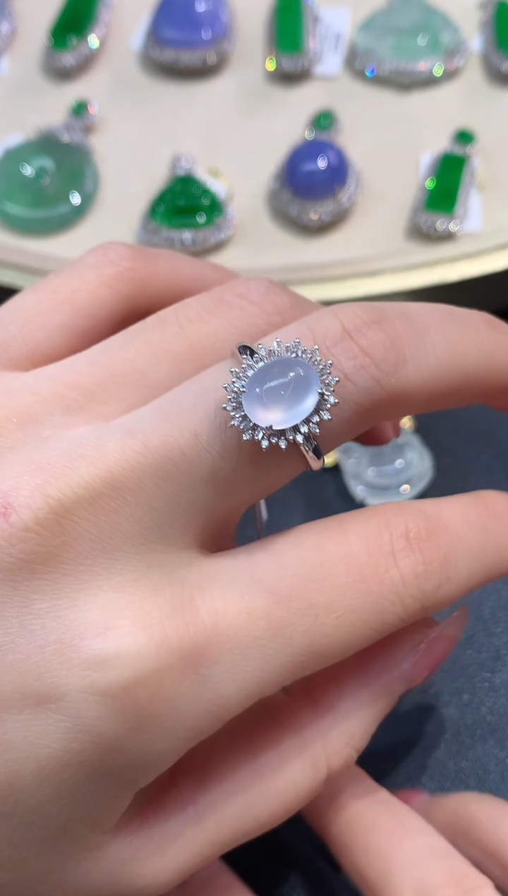 18K金镶嵌戒指翡翠A122|6980