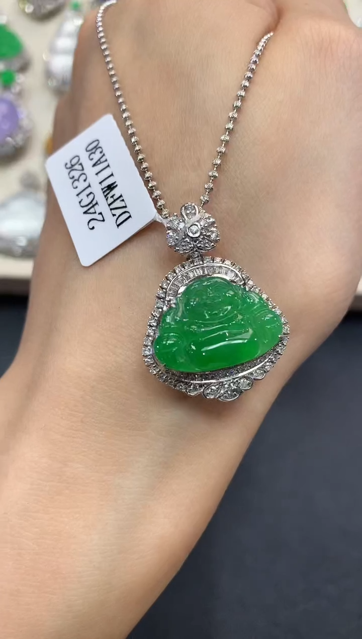 【闪购商品】翡翠吊坠(不含链)18K金镶嵌f1         