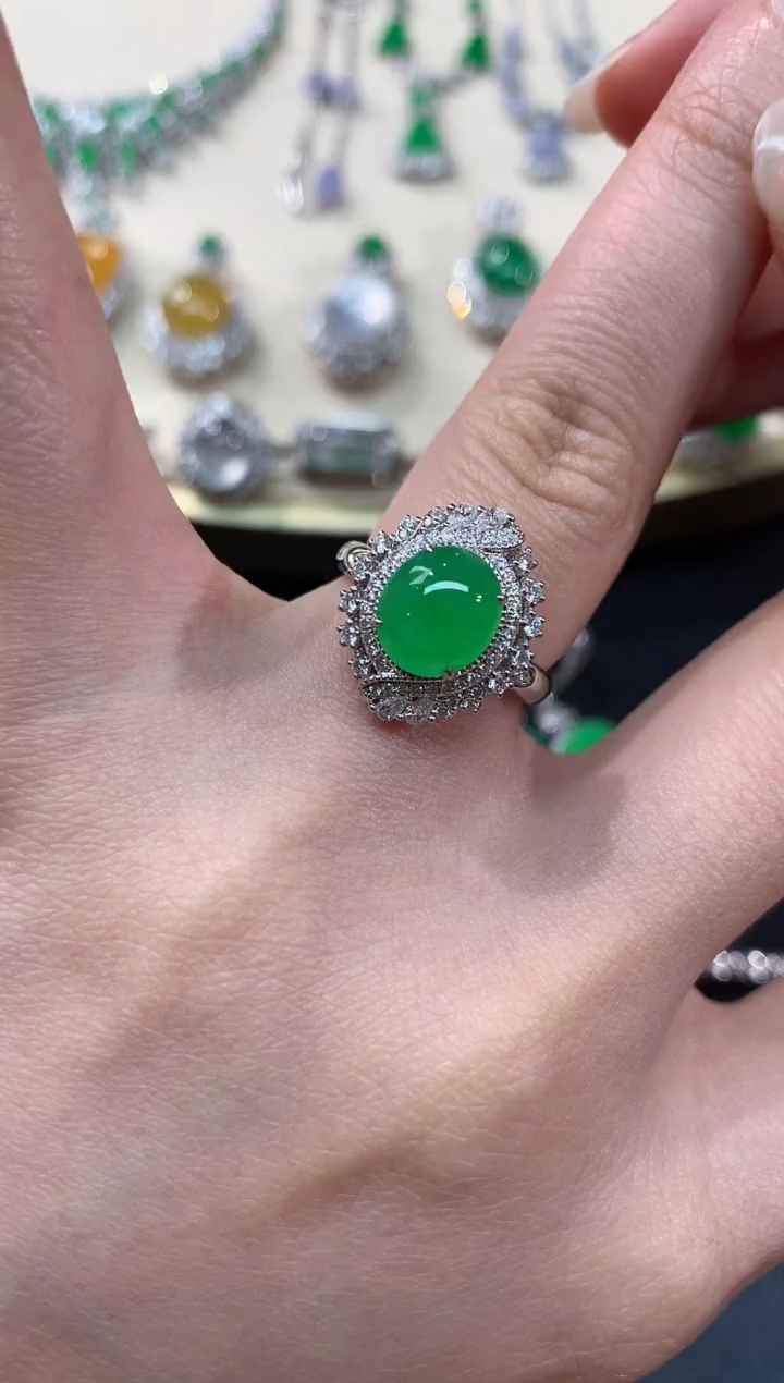 【闪购商品】翡翠戒指18K金镶嵌戒指A15|25800