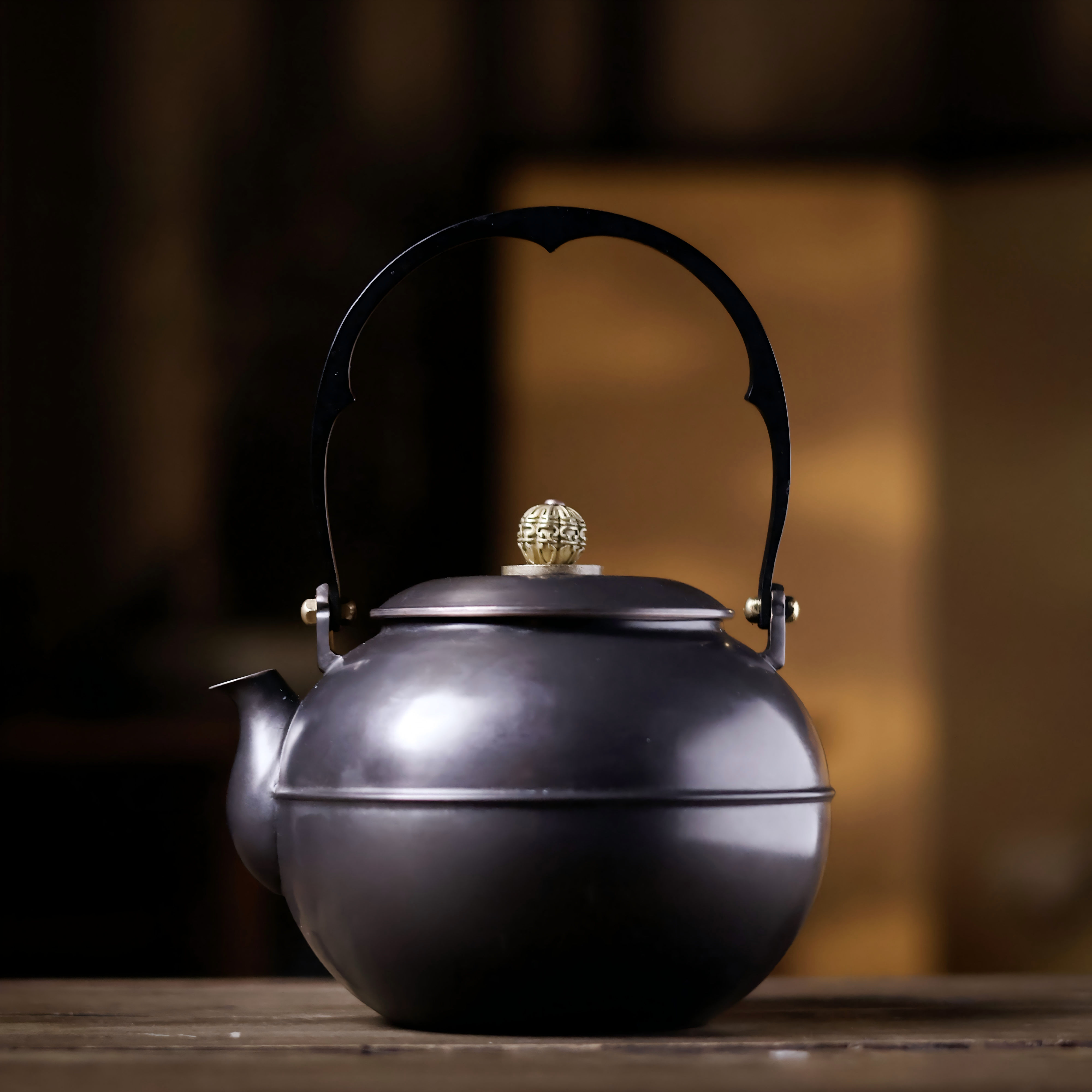 【叁山】圆月-春喜铜-铜壶-900ml（春喜铜0368）