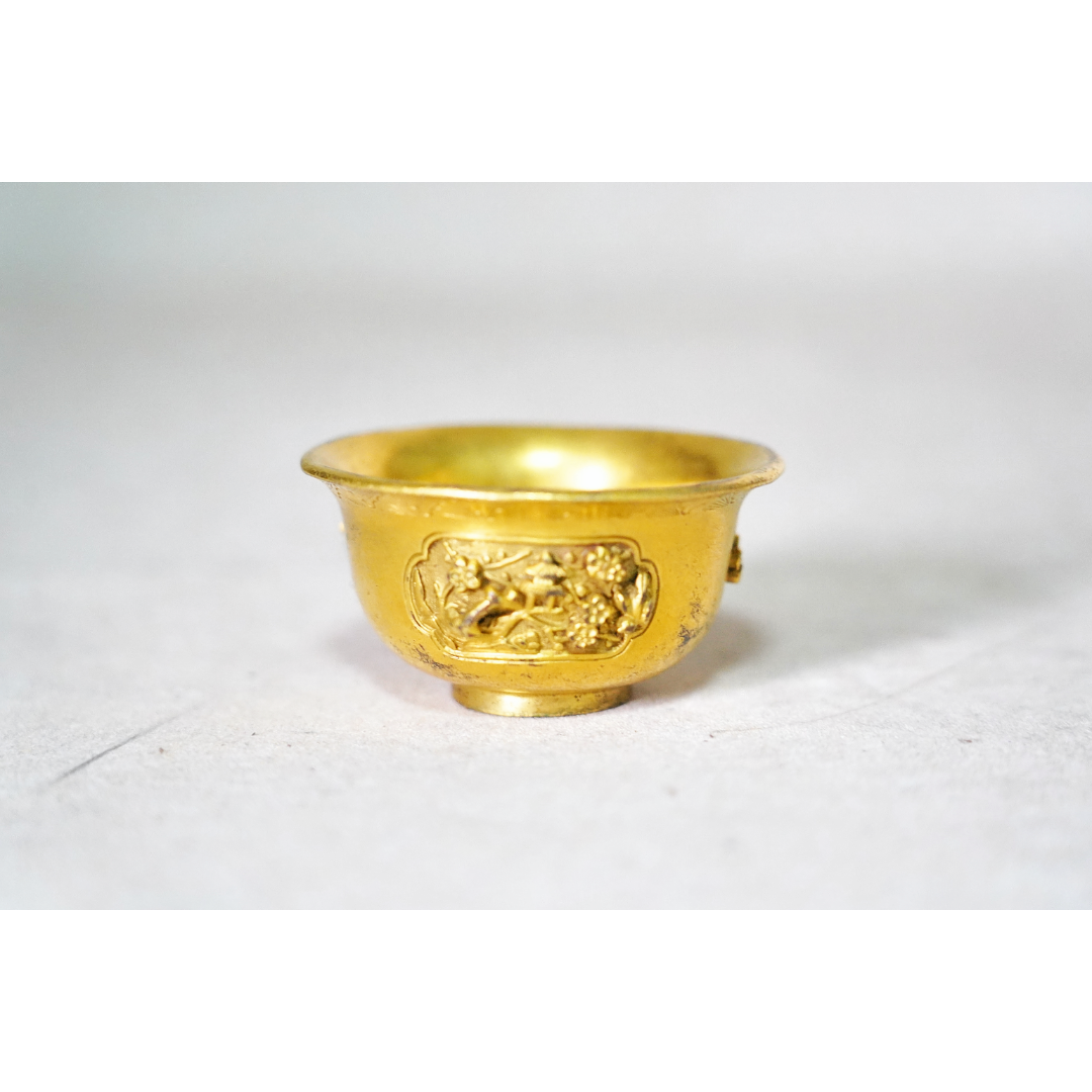 文华开物第174期拍品 3 清代 铜鎏金花鸟纹杯（预展勿拍）