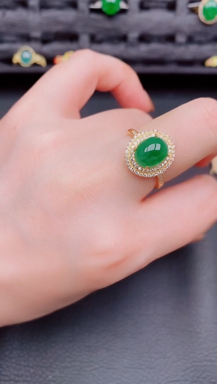 【闪购商品】翡翠戒指银S925镶嵌天然A货翡翠269