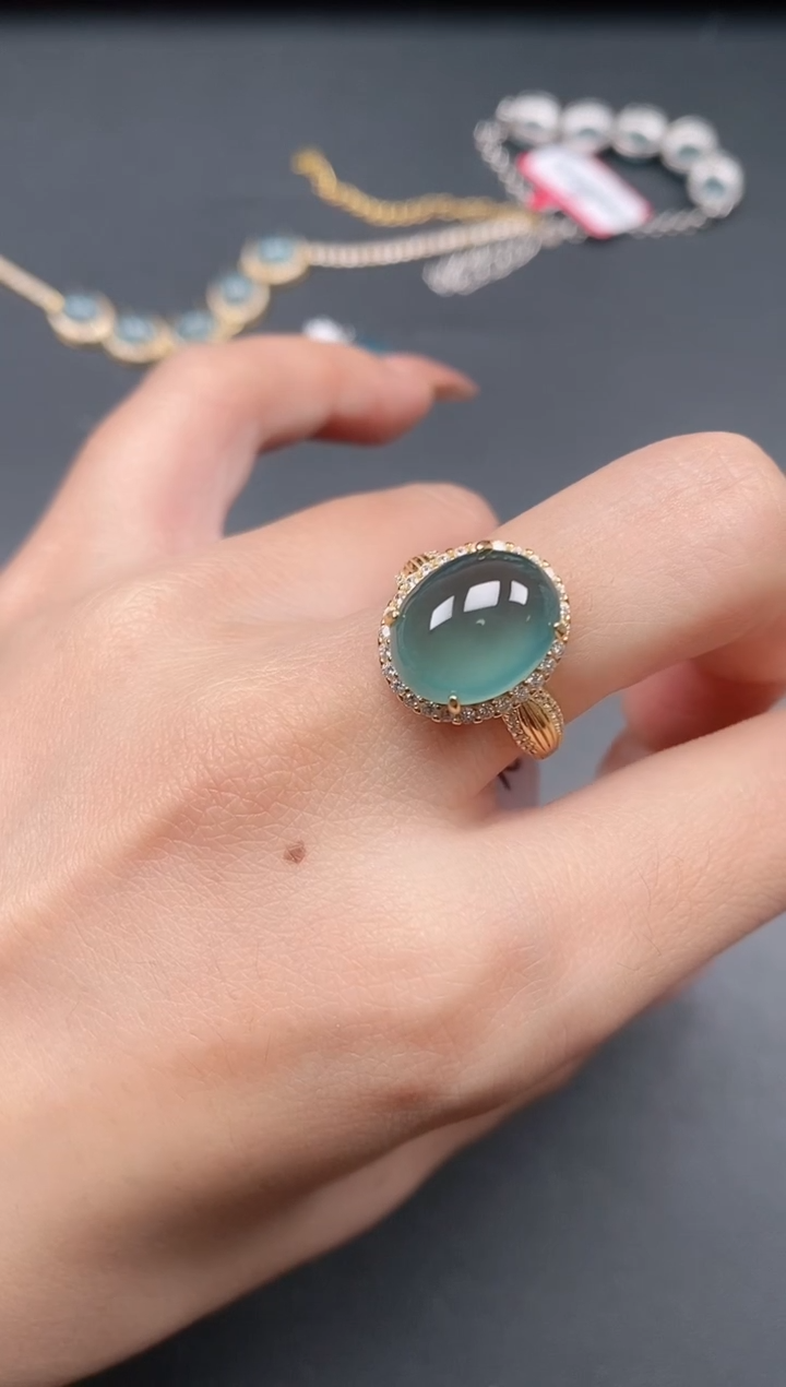 银S925镶嵌戒指翡翠1