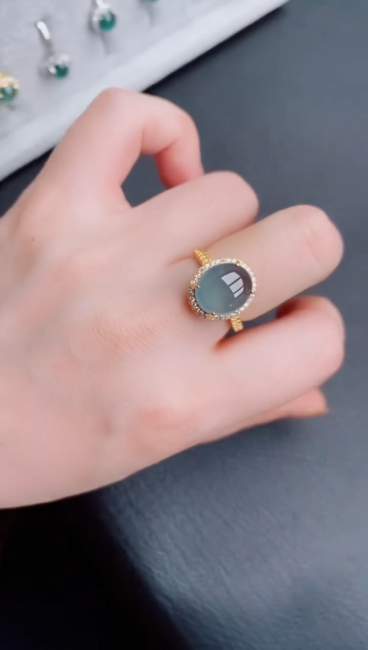 【闪购商品】翡翠戒指银S925镶嵌天然a货翡翠190