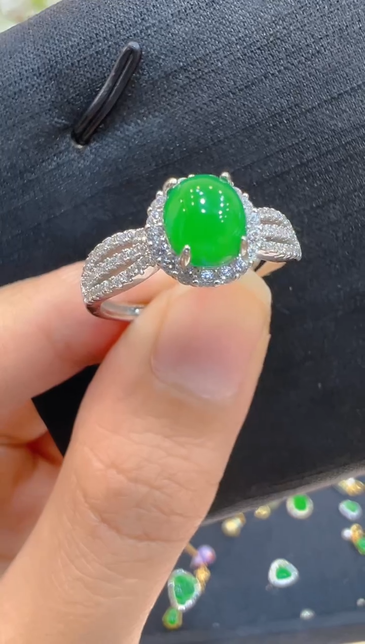 翡翠戒指银S925镶嵌多样性团购发一件