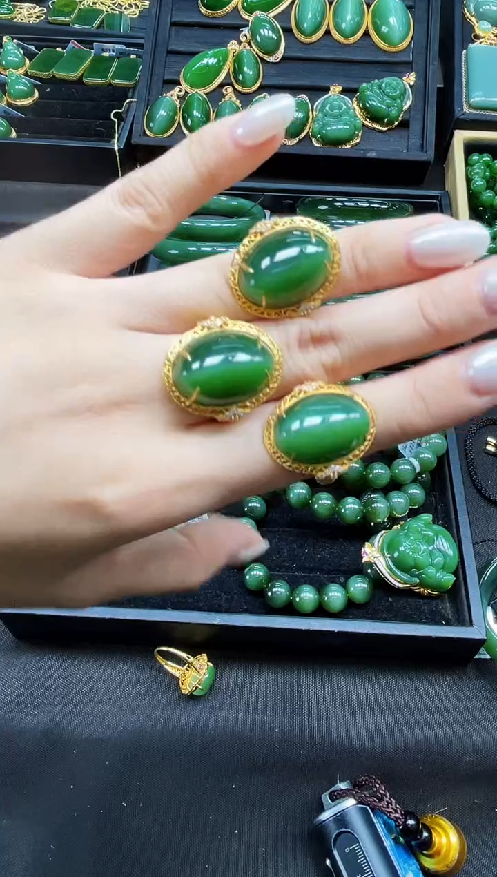 【闪购商品】和田玉戒指18K金镶嵌 多样性发一