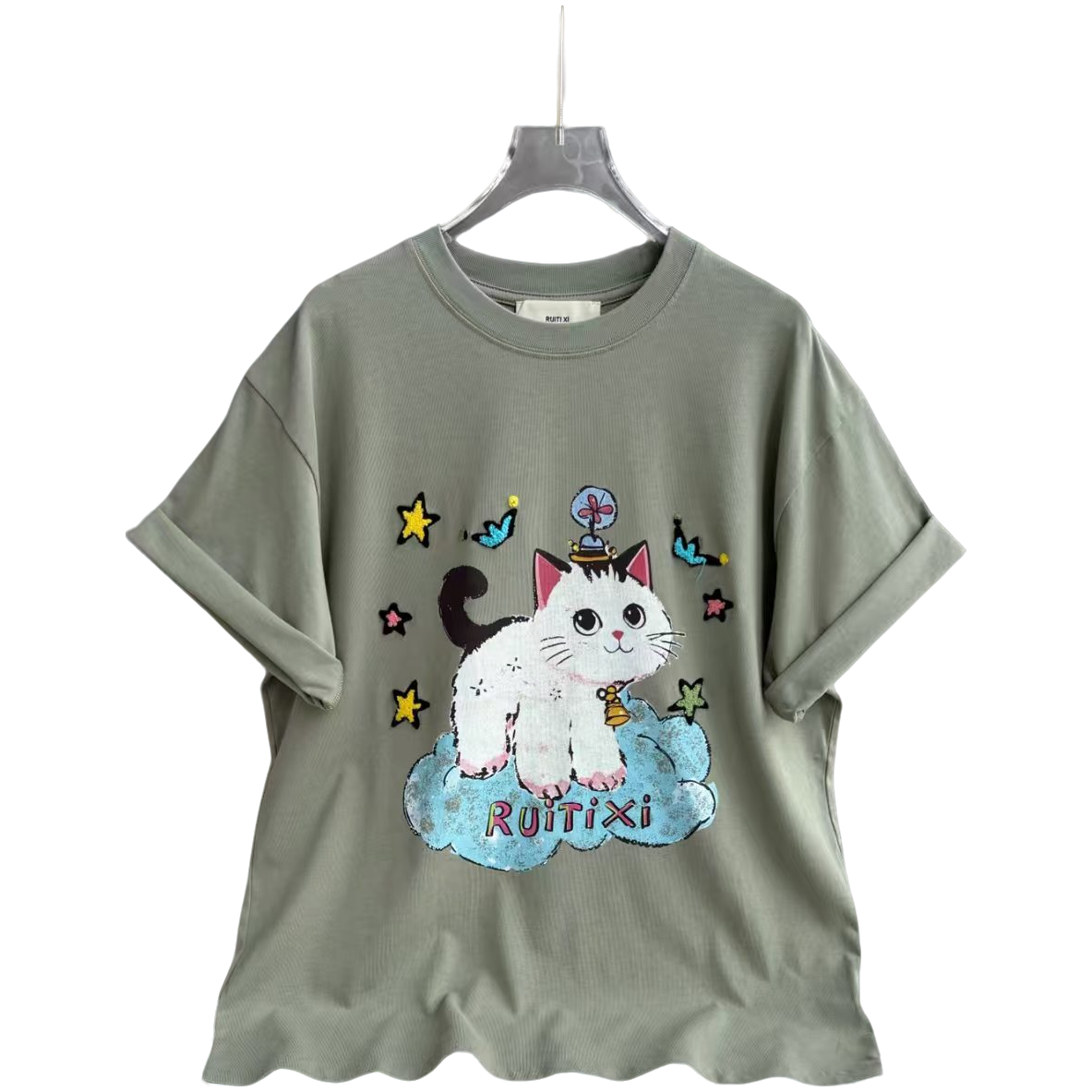 BLX--5505（深圳南油）新款设计师款ins风韩版猫咪印花上衣