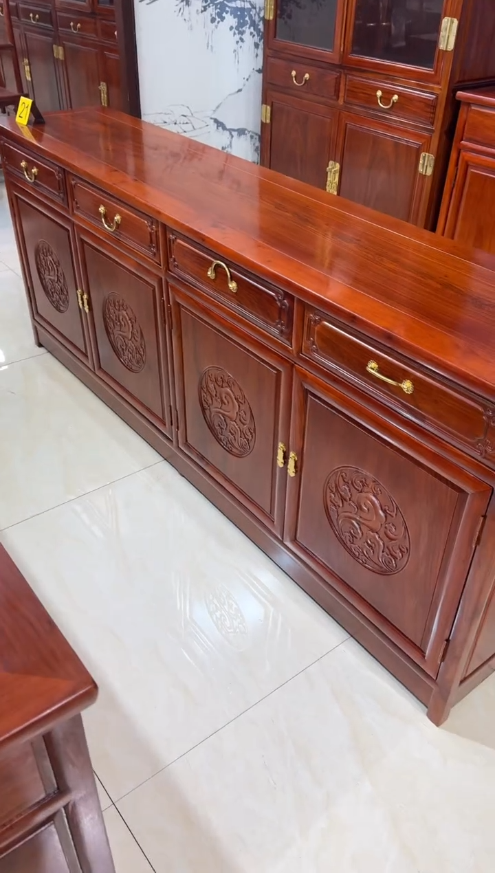 花梨木类储物柜镯刺猬餐边柜198*40*80四门四抽 