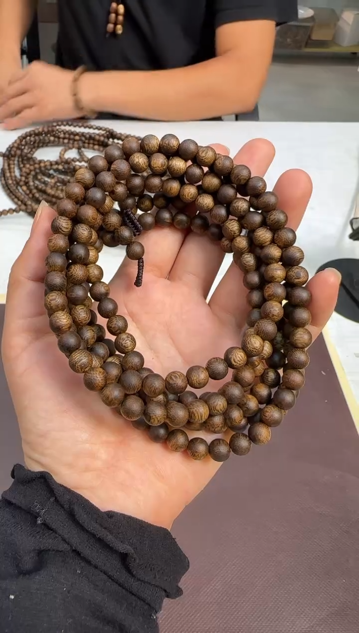 手串沉香99沉海南老白棋正圆珠7mm108颗16g+多样性发1