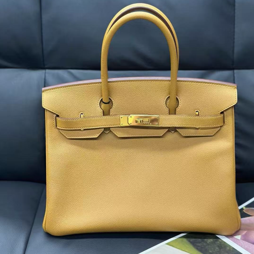 99新 Hermes/爱马仕 bk30芝麻色金扣框e手提包