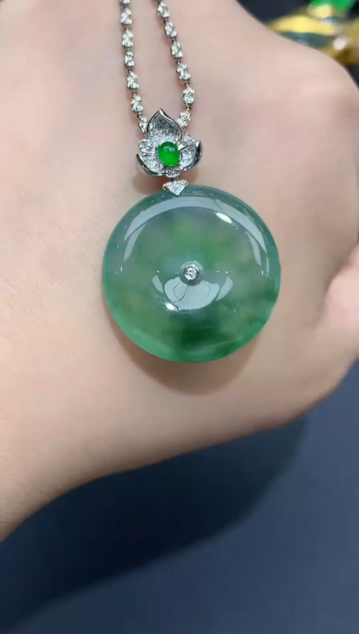 翡翠18K金镶嵌吊坠(不含链)422-春日珠宝
